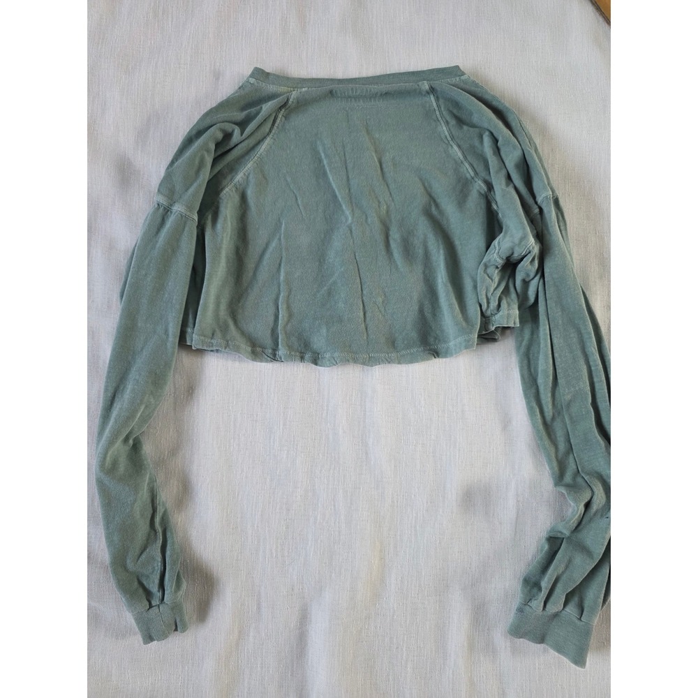 Aeropostale OG Tee Collection Crop Boyfriend Henley Sage Green XS granola boho - Picture 3 of 6